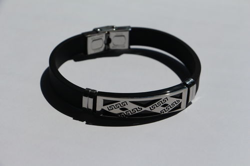 Silikon-Armband mit Edelstahl, Design "Raute"